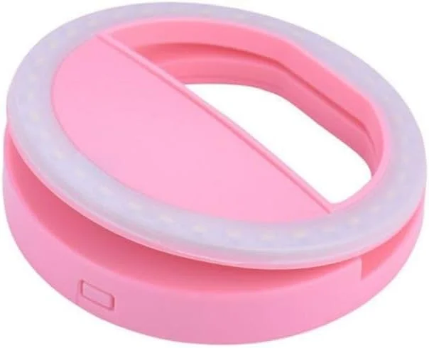 فلاش حلقه ای LED سلفی قابل حمل برای عکاسی دوربین - صورتی چند رنگ