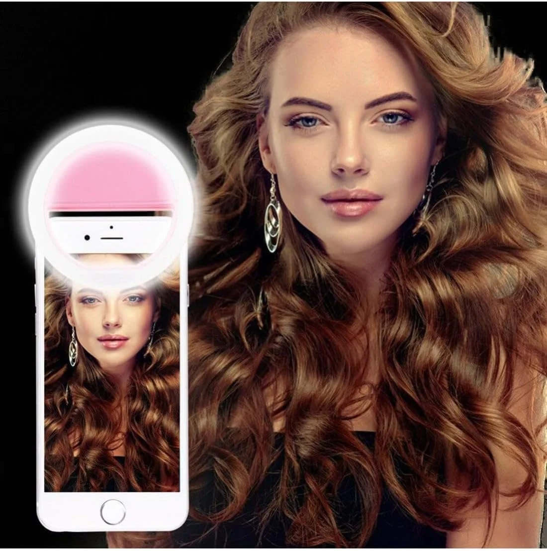 نور سلفی گیره ای قابل حمل LED صورتی/سفید چند رنگ