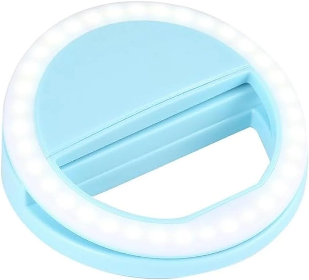 حلقه نور سلفی قابل حمل با زاویه باز آبی روشن چند رنگ