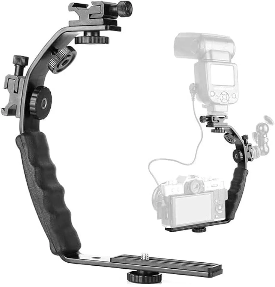 نگهدارنده فلاش دوربین آلومینیومی L شکل 18 سانتی متری مشکی چند رنگ