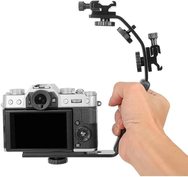 نگهدارنده فلاش دوربین آلومینیومی L شکل 18 سانتی متری مشکی چند رنگ