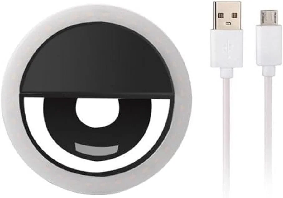 حلقه نور ال ای دی برای بهبود عکاسی، مناسب برای گوشی های اندروید و آی او اس - مشکی چند رنگ