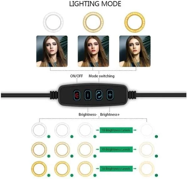 حلقه نور ال ای دی رومیزی با پایه سه پایه مشکی چند رنگ Easylife-02782 حلقه نور ال ای دی رومیزی با پایه سه پایه مشکی چند رنگ Easylife-02782