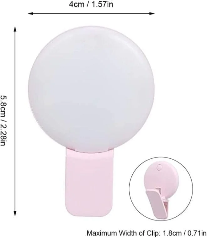 نور حلقه ای سلفی کوچک گیره ای قابل تنظیم قابل حمل شارژی برای گوشی با ال ای دی چند رنگ Easylife-01595