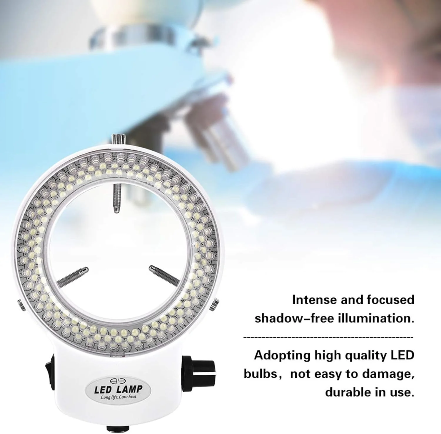 حلقه نور 144 LED قابل تنظیم برای دوربین میکروسکوپ، منبع نور 144 مهره LED با روشنایی قابل تنظیم، چراغ حلقه ای LED برای میکروسکوپ استریو (سفید) - تصویر 2 حلقه نور 144 LED قابل تنظیم برای دوربین میکروسکوپ، منبع نور 144 مهره LED با روشنایی قابل تنظیم، چراغ حلقه ای LED برای میکروسکوپ استریو (سفید) - تصویر 2