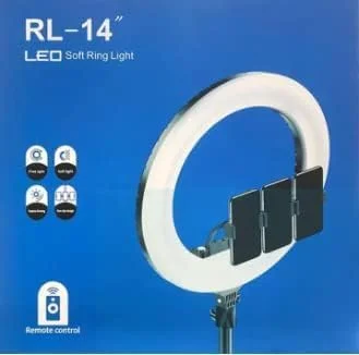 حلقه نور ال ای دی RL-14 سایز 14 اینچ به همراه پایه نور، فیلتر رنگی و نگهدارنده گوشی برای آرایش، یوتیوب، تیک تاک، فیلمبرداری با دوربین/گوشی