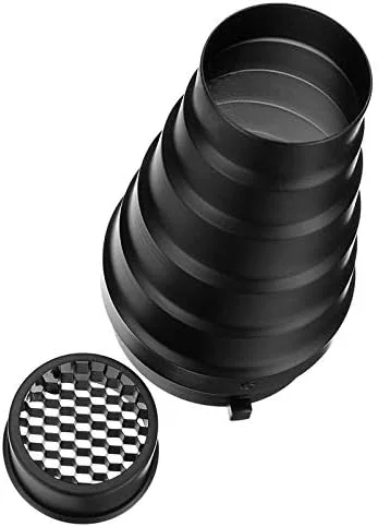 مخروطی نور عکاسی AECAM با شبکه لانه زنبوری و ۴ فیلتر رنگی برای فلاش استودیویی مانولایت با مانت بوئنز مخروطی نور عکاسی AECAM با شبکه لانه زنبوری و ۴ فیلتر رنگی برای فلاش استودیویی مانولایت با مانت بوئنز