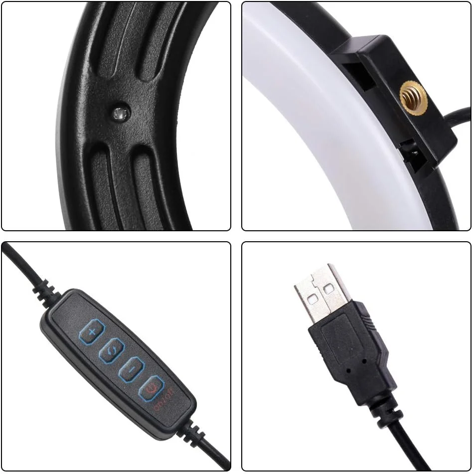 AECAM - SH Photo miпi LED چراغ حلقه ای سلفی 6 اینچی با پایه رومیزی سه پایه و دوشاخه USB برای تولیدکنندگان محتوا، ولاگ های زنده، آرایشگاه (صورتی)