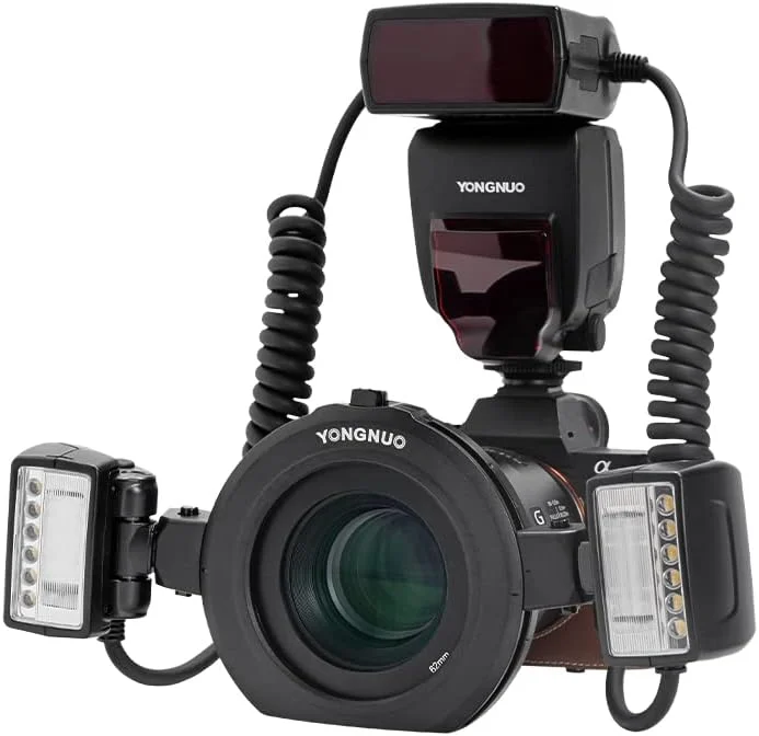 فلاش ماکرو YONGNUO YN24EX E TTL برای دوربین های Canon و SONY A7SIII A7IV A7MIV با 2 عدد هد فلاش + 4 عدد حلقه آداپتور فلاش ماکرو YONGNUO YN24EX E TTL برای دوربین های Canon و SONY A7SIII A7IV A7MIV با 2 عدد هد فلاش + 4 عدد حلقه آداپتور