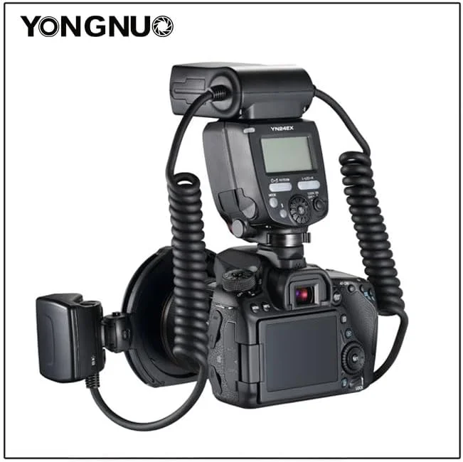فلاش ماکرو YONGNUO YN24EX E TTL برای دوربین های Canon و SONY A7SIII A7IV A7MIV با 2 عدد هد فلاش + 4 عدد حلقه آداپتور فلاش ماکرو YONGNUO YN24EX E TTL برای دوربین های Canon و SONY A7SIII A7IV A7MIV با 2 عدد هد فلاش + 4 عدد حلقه آداپتور