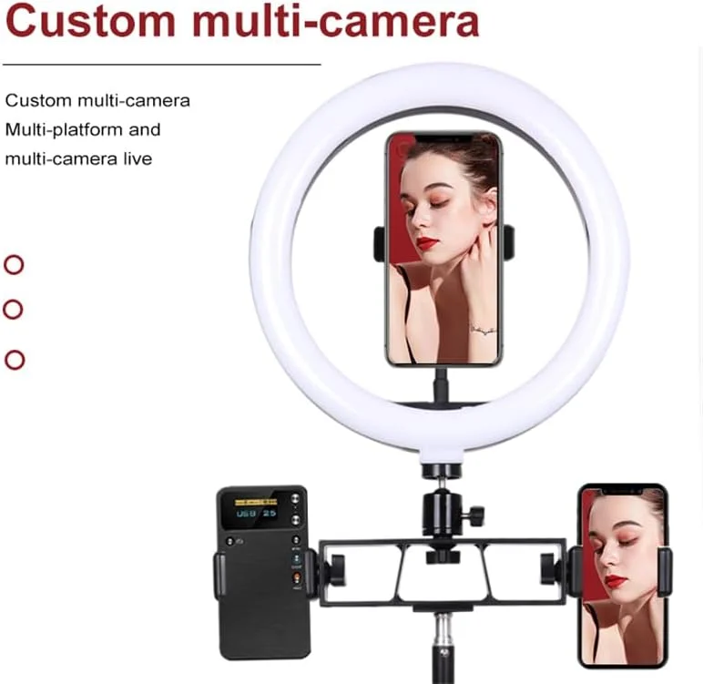 حلقه نور LED سلفی 26 سانتی متری AECAM با پایه نگهدارنده بلوتوثی برای پخش زنده، نورپردازی عکاسی و سه پایه برای ویدیوهای یوتیوب (سه پایه 160 سانتی متری) حلقه نور LED سلفی 26 سانتی متری AECAM با پایه نگهدارنده بلوتوثی برای پخش زنده، نورپردازی عکاسی و سه پایه برای ویدیوهای یوتیوب (سه پایه 160 سانتی متری)