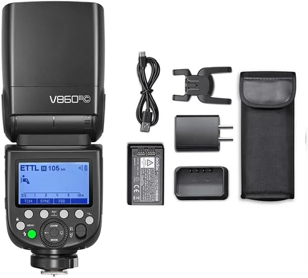 فلاش اسپیدلایت TTL HSS مدل GODOXs V860III V860IIIC V860IIIN V860IIIS برای دوربین های کانن، سونی، نیکون، المپوس، فوجی فیلم، پاناسونیک و پنتاکس (V860 III برای پنتاکس)