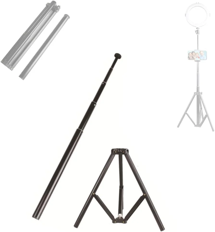 AECAM - سه پایه انعطاف پذیر 55 اینچی 2 در 1 با پیچ 1/4 اینچی، پایه نور سلفی برای نور حلقه ای، عکاسی استودیویی، پخش زنده، آرایش، دوربین