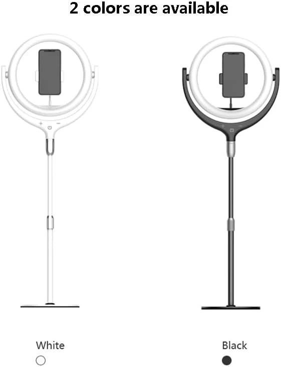 پایه نگهدارنده رومیزی جدید و قابل افزایش طول AECAM با حلقه نور ال ای دی 12 اینچی برای تلفن های همراه، وبلاگ نویسان ویدئویی، پخش زنده و آرایش (مشکی)