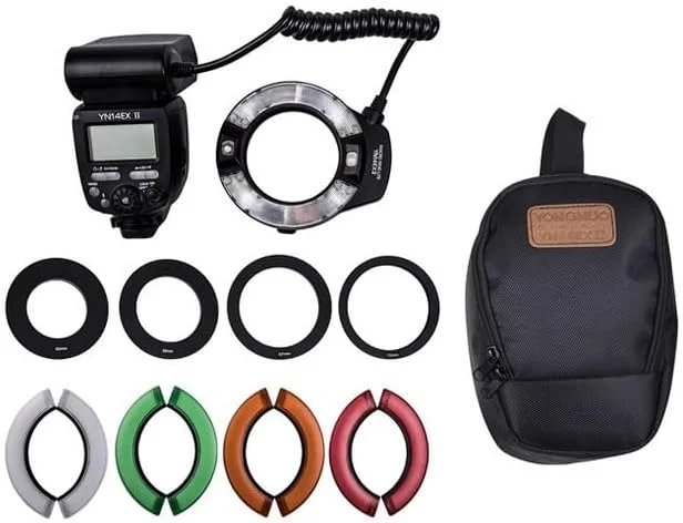 AECAM - فلاش حلقه ای ماکرو YONGNUO YN-14EX TTL LED به همراه 4 حلقه آداپتور برای دوربین های Canon 5D Mark II 5D Mark III 6D 7D 60D 70D 700D (YONGNUO YN-14EX II) AECAM - فلاش حلقه ای ماکرو YONGNUO YN-14EX TTL LED به همراه 4 حلقه آداپتور برای دوربین های Canon 5D Mark II 5D Mark III 6D 7D 60D 70D 700D (YONGNUO YN-14EX II)