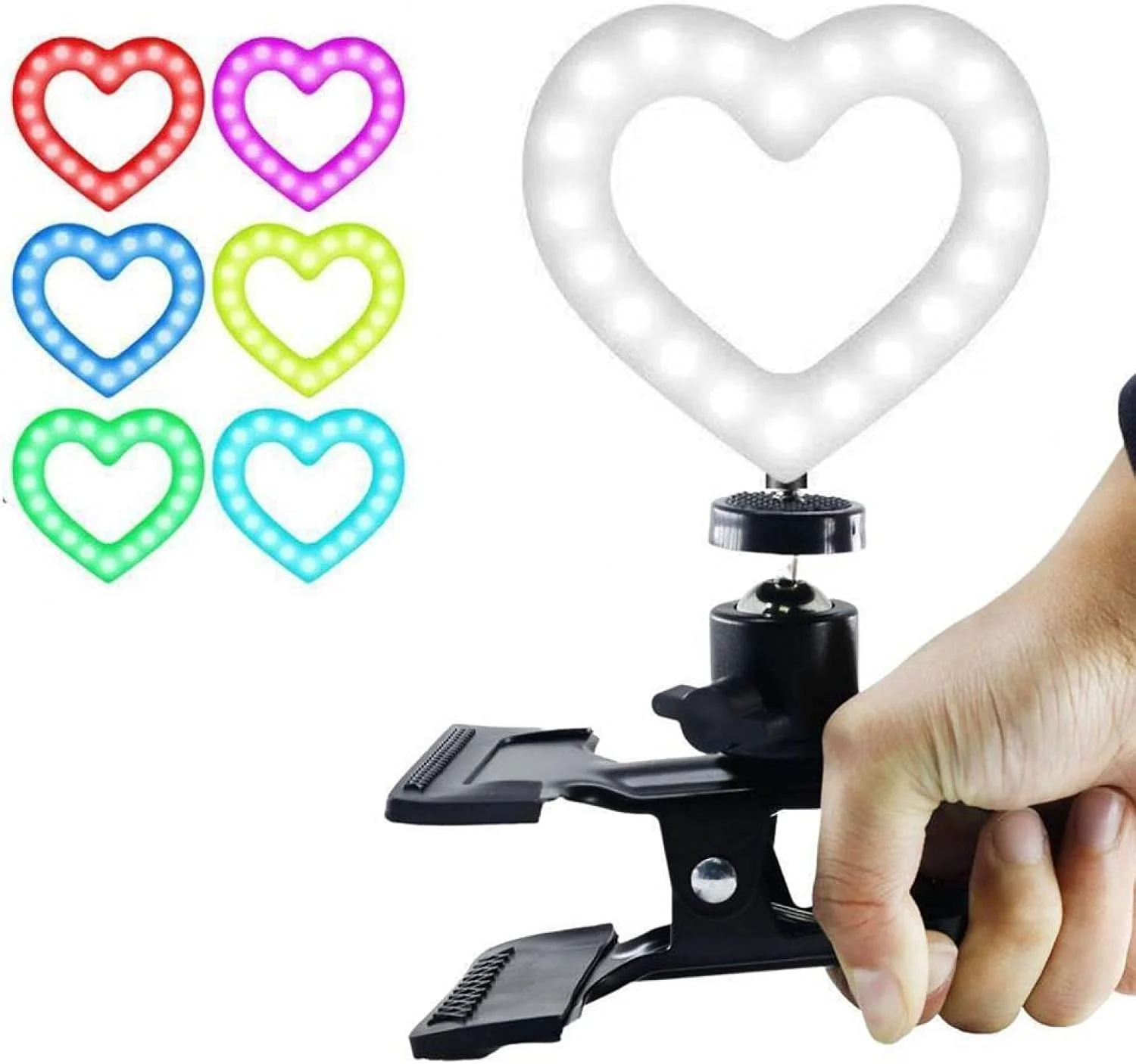 نور حلقه ای سلفی، کیت نورپردازی کنفرانس ویدیویی لپ تاپ/کامپیوتر، نور حلقه ای RGB دوربین با قابلیت تنظیم نور با گیره برای پخش زنده، ولاگ، یوتیوب، تیک تاک و آرایش