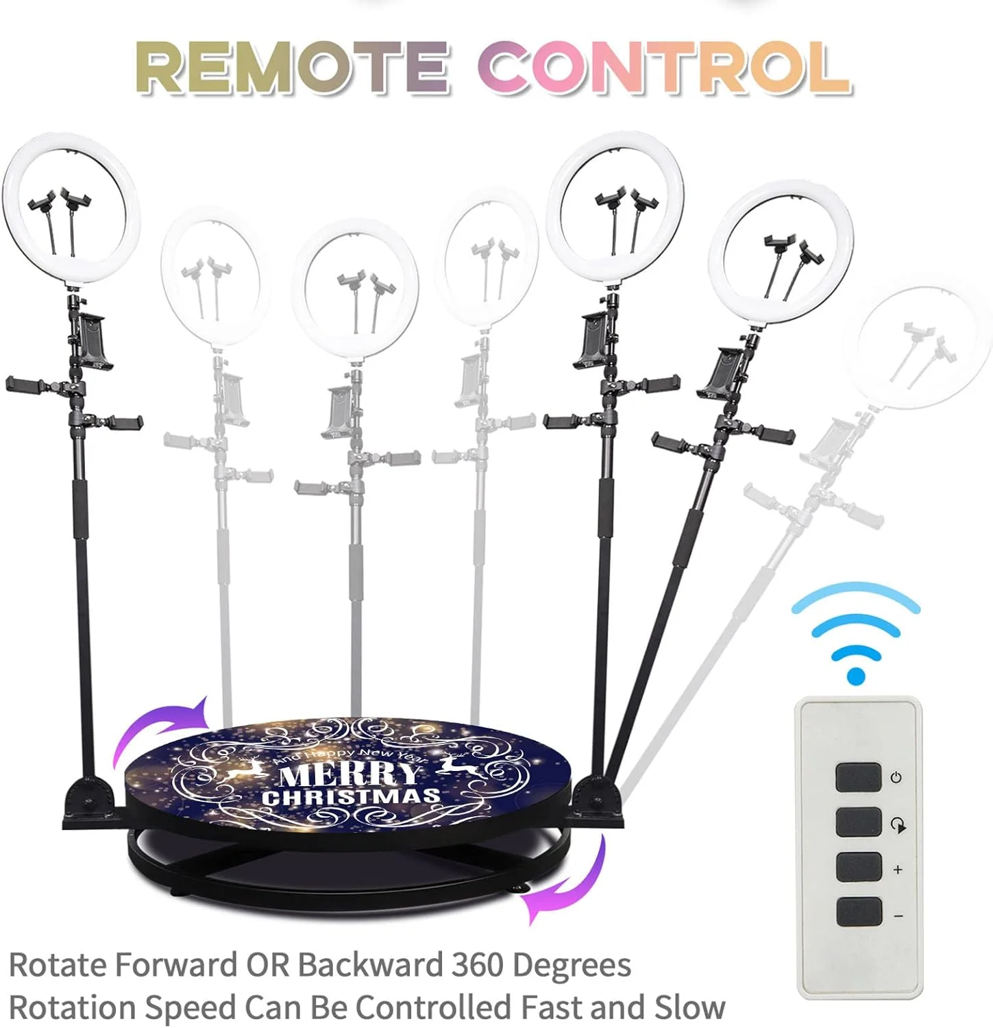 دستگاه غرفه 360 PEHUB، غرفه عکس 360 برای ایستادن افراد، غرفه چرخان 360 برای پخش زنده، مناسب برای پخش زنده کریسمس برای به اشتراک گذاشتن لحظات زیبا (رنگ: کارتن، اندازه: 22.4 اینچ)