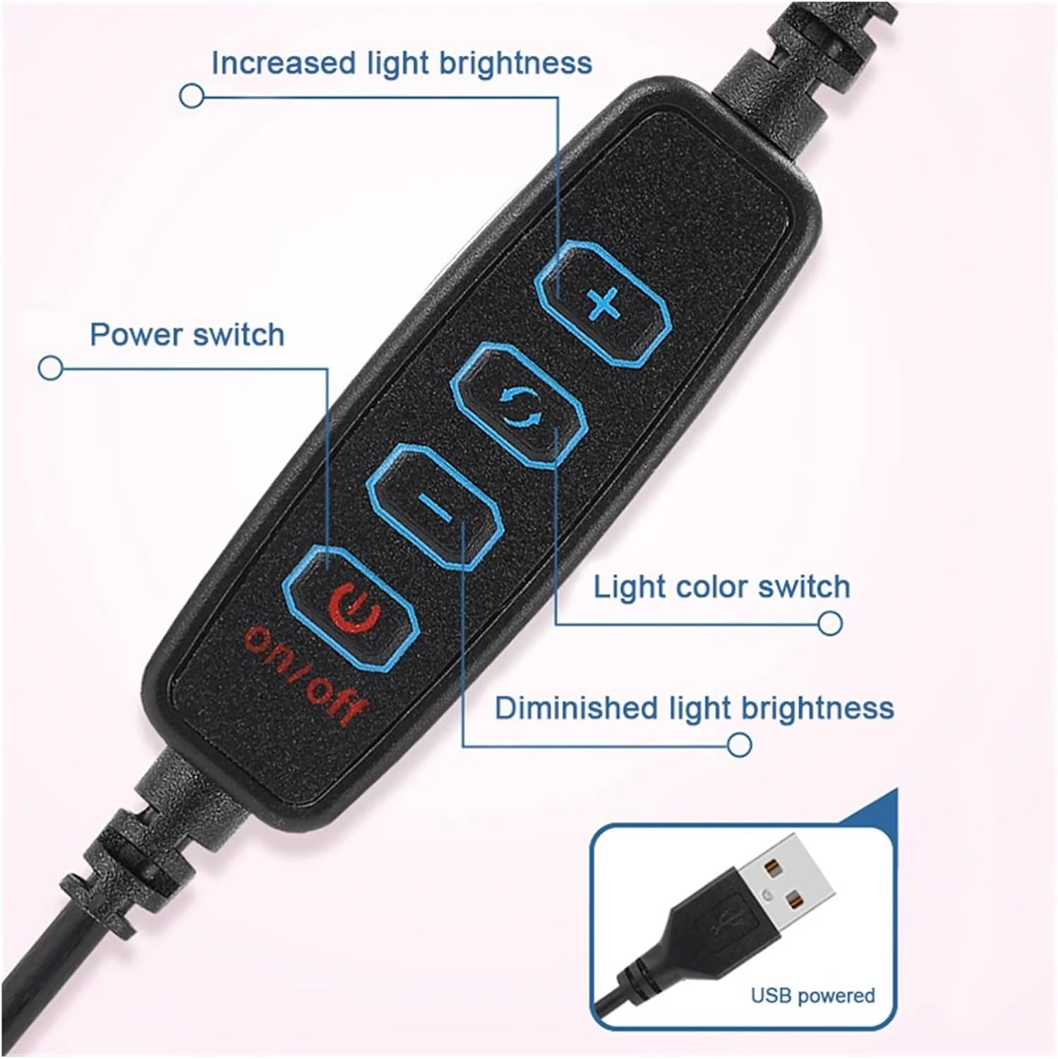 آینه آرایشی رومیزی LED PEHUB با نور حلقه ای سلفی و روشنایی قابل تنظیم برای عکاسی زنده (رنگ: صورتی) (رنگ: مشکی)