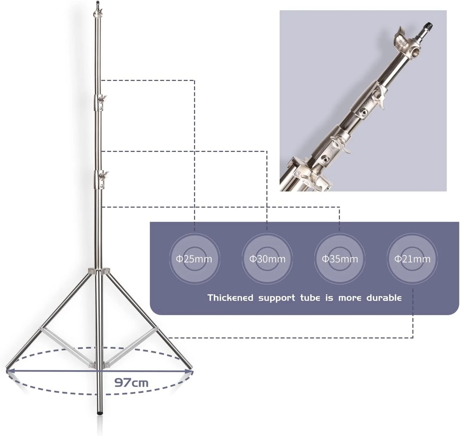پایه نور آلیاژ آلومینیوم HODORE برای رینگ لایت دوربین، ویدیو تلفن همراه و کاربردهای دیگر