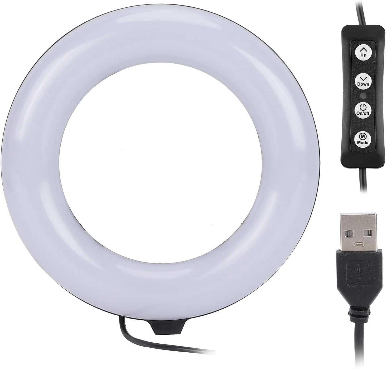 نور حلقه ای 6 اینچی، دمای رنگ دوگانه 3000-6000K - منبع تغذیه USB - پیچ جهانی 1/4 اینچی - برای پخش زنده/جلسه آنلاین/عکاسی