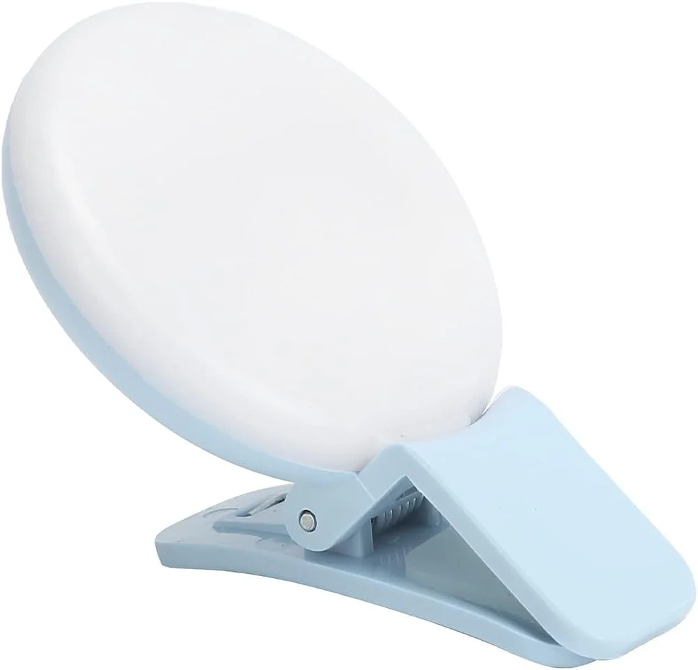 گیره چراغ حلقه ای سلفی برای گوشی، چراغ پرکننده عکس زنده قابل شارژ USB، فلاش ماکرو حلقه ای برای چراغ قوه، چراغ اضطراری، چراغ SOS (آبی)