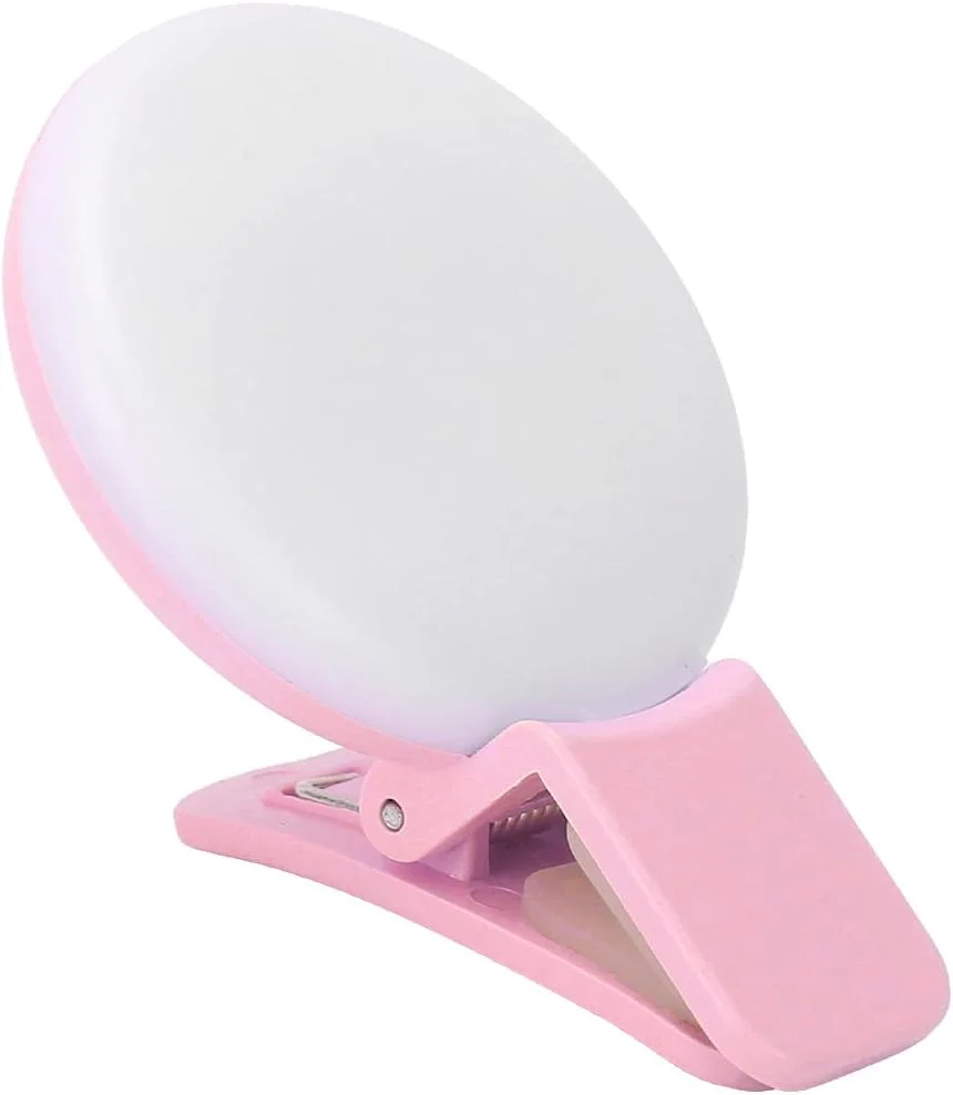 گیره چراغ حلقه ای سلفی برای موبایل، چراغ پرکننده عکس زنده با قابلیت شارژ USB، فلاش ماکرو حلقه ای برای چراغ قوه، چراغ اضطراری، چراغ SOS (مشکی)