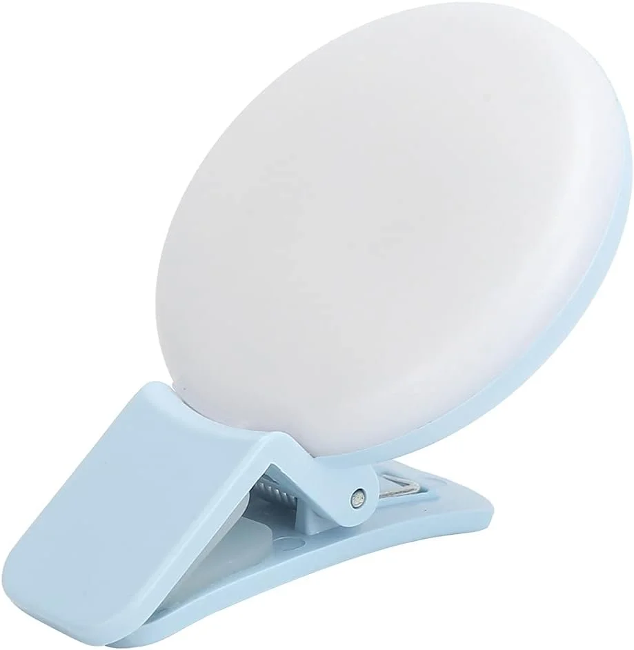 گیره چراغ حلقه ای سلفی برای گوشی، چراغ پرکننده عکس زنده قابل شارژ USB، فلاش ماکرو حلقه ای برای چراغ قوه، چراغ اضطراری، چراغ SOS (آبی)