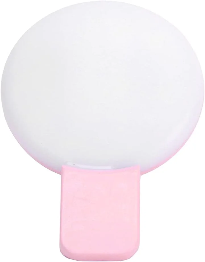 گیره چراغ حلقه ای سلفی برای موبایل، چراغ پرکننده عکس زنده با قابلیت شارژ USB، فلاش ماکرو حلقه ای برای چراغ قوه، چراغ اضطراری، چراغ SOS (مشکی)