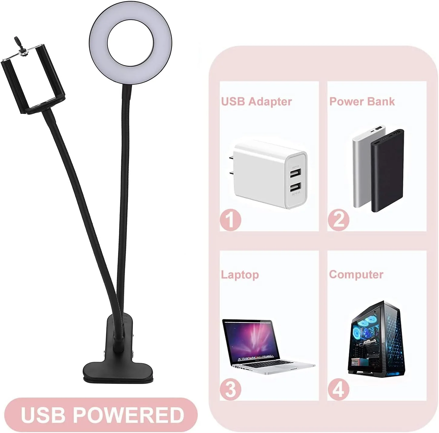 نور آرایشی، نورپردازی عکاسی حلقه ای 3.5 اینچی به همراه نگهدارنده موبایل برای گرفتن عکس و فیلم برای آرایش