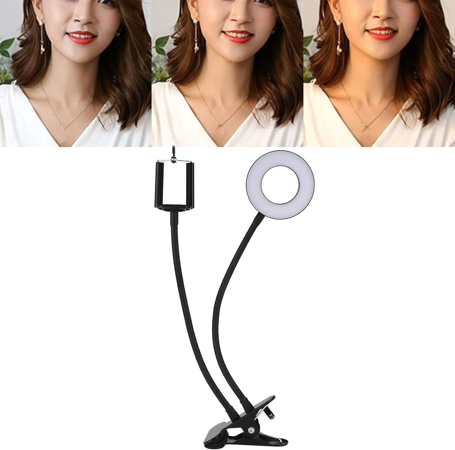 نور آرایشی، نورپردازی عکاسی حلقه ای 3.5 اینچی به همراه نگهدارنده موبایل برای گرفتن عکس و فیلم برای آرایش