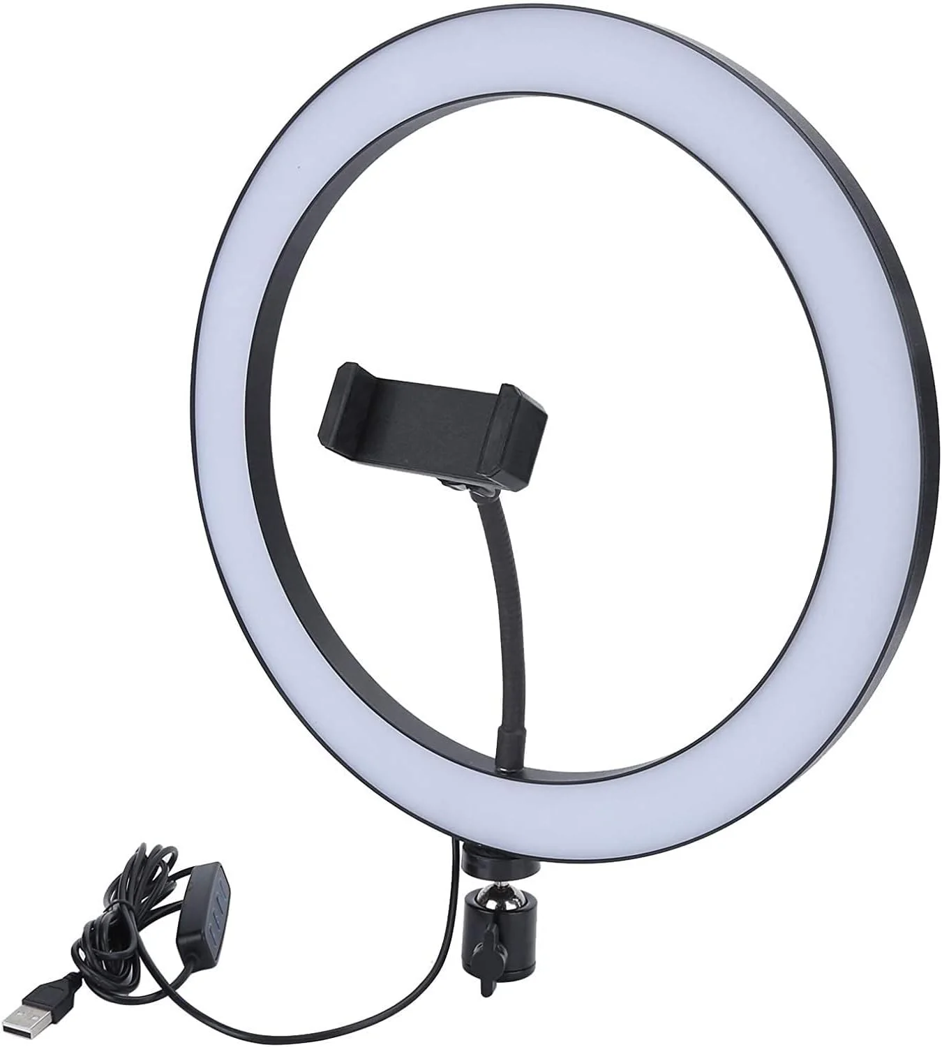 نور حلقه ای ال ای دی 10 اینچی برای عکاسی و فیلمبرداری سلفی، نور پر کننده حلقه ای ال ای دی با نگهدارنده تلفن، روشنایی قابل تنظیم برای ضبط ویدیو با تلفن، پخش زنده