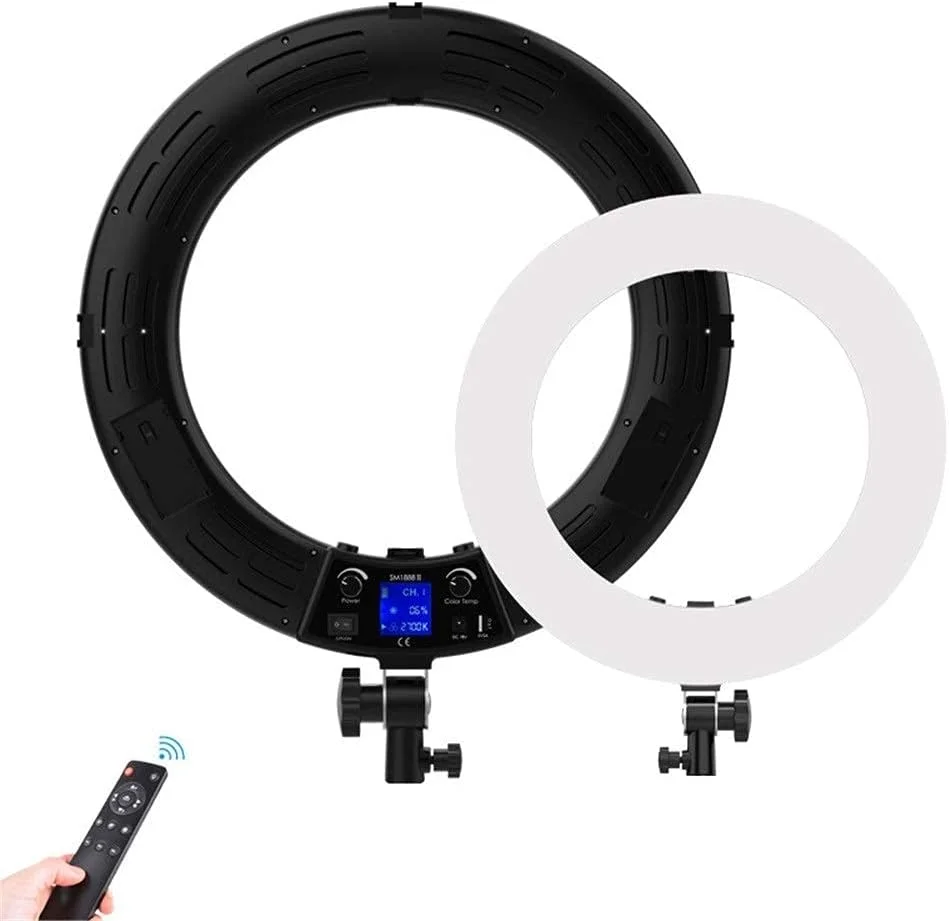 کیت نور حلقه ای LED با صفحه نمایش LCD، نور پرکننده حلقه ای LED، هولدر موبایل برای عکاسی و سلفی، با قابلیت تنظیم ارتفاع
