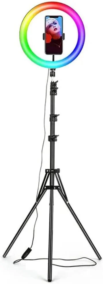 رینگ لایت RGB ده اینچی با ریموت کنترل و سه پایه سلفی LED