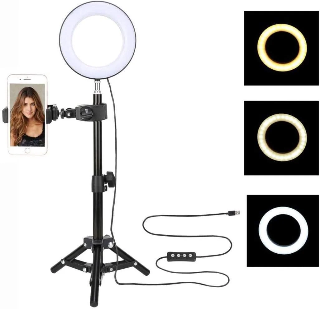 نور حلقه ای برای عکاسی سلفی، نور پرکننده حلقه ای 6 اینچی، نورپردازی زنده، نور پرکننده آرایش مدل wenfeng1991
