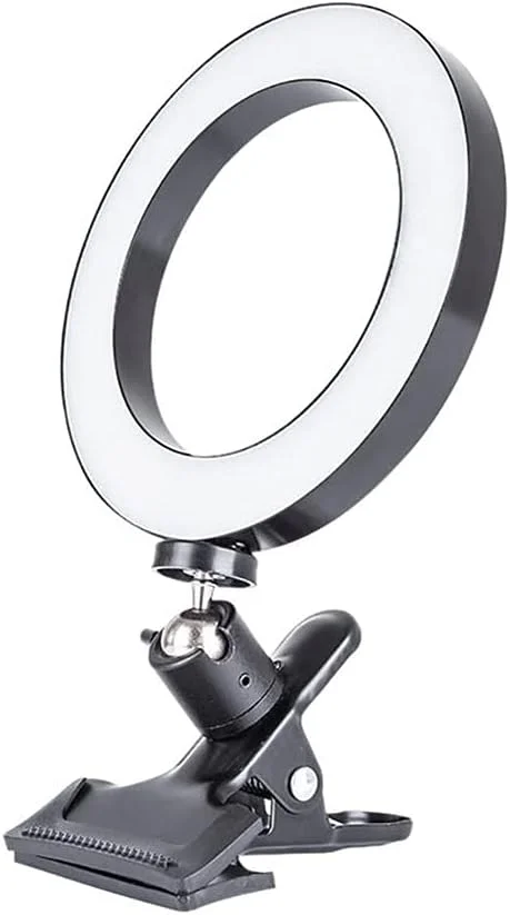 نور حلقه ای 20 سانتی متری برای موبایل و کامپیوتر با قابلیت تنظیم روشنایی، مناسب برای پخش زنده و ویدئو