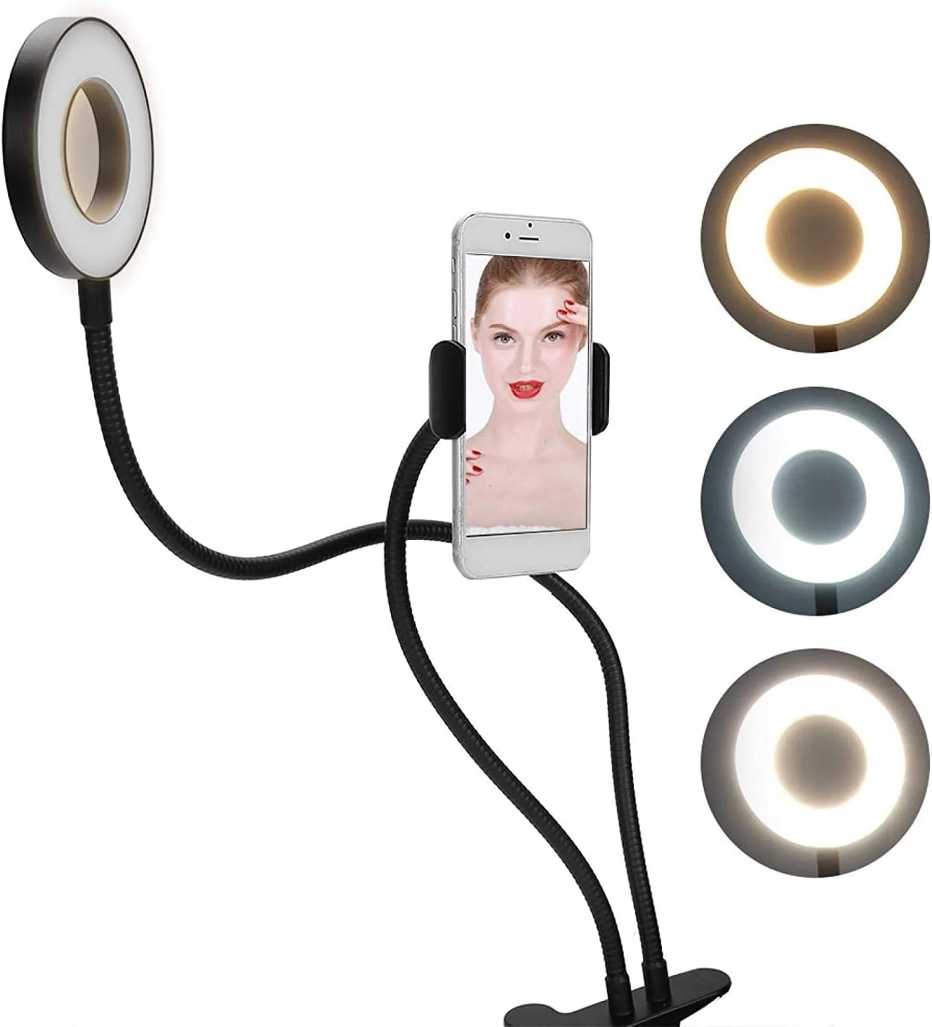نور حلقه ای ال ای دی 4 اینچی، لامپ آرایشی 9 سانتی متری برای استریمینگ، ضبط ویدیو، عکاسی، استریم زنده برای ضبط ویدیو با تلفن، پخش زنده