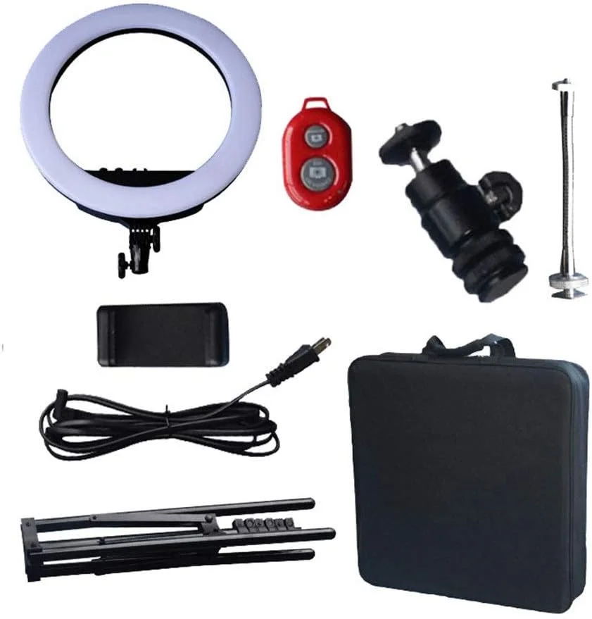 نور پرکننده مدل RL-18-03، حلقه نور زیبایی برای پخش زنده و جوان‌سازی، حلقه نور LED برای آرایش زنده (رنگ: مشکی، اندازه: 50x45x10 سانتی‌متر)