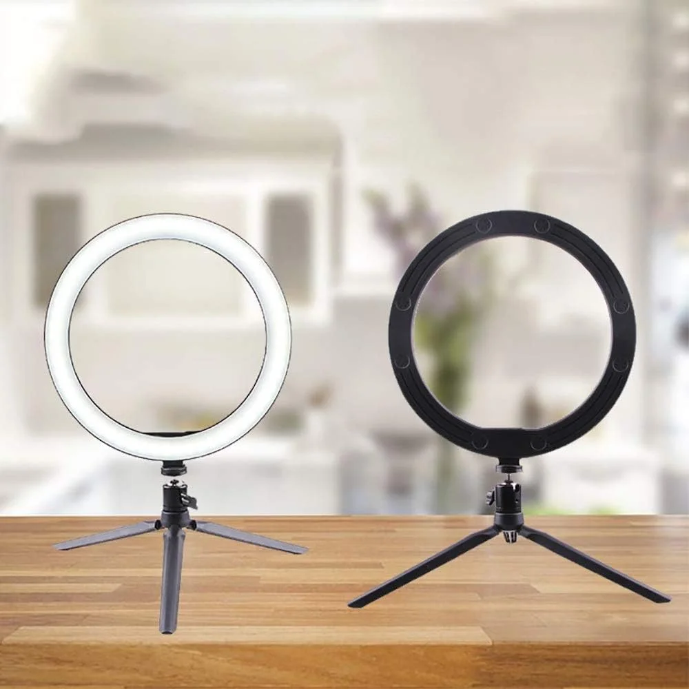 نور پرکننده 10 اینچی، نور زیبایی، نور سلفی 26 سانتی متری، نور زنده ویدیویی، نور حلقه ای زنده تلفن همراه برای آرایش زنده (رنگ: سفید، اندازه: 26x8x26 سانتی متر)
