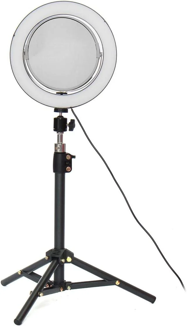 نور پرکننده 22 سانتی متری LED حلقه ای برای آرایش، سلفی، پخش زنده با ریموت کنترل بلوتوثی و نگهدارنده تلفن همراه سازگار با تلفن های هوشمند (رنگ: سفید، اندازه: 22 سانتی متر)