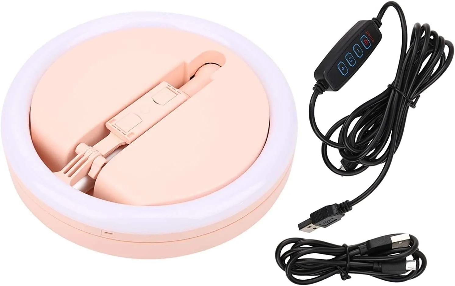 نور پرکننده LED تاشو، نور پرکننده سلفی قابل حمل، نور حلقه ای LED قابل تنظیم، لوازم جانبی پخش زنده عکاسی، صورتی برای ضبط ویدیو تلفن، پخش زنده