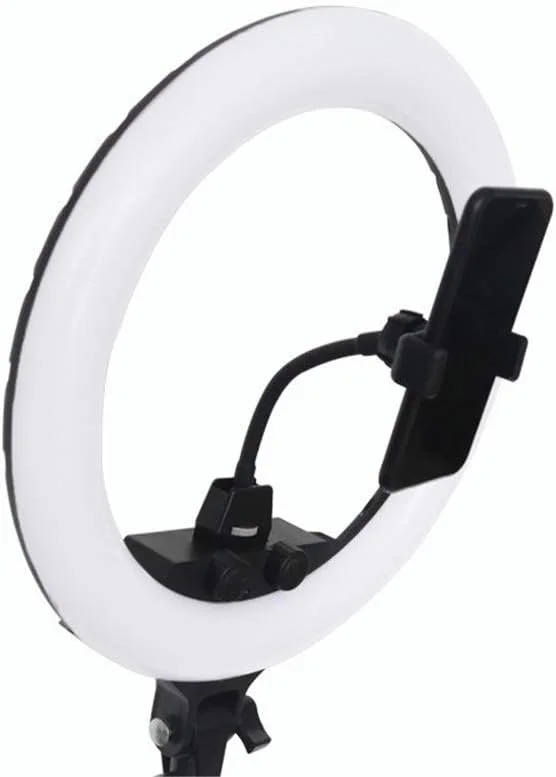نور پرکننده رینگ لایت ال ای دی 14 اینچی برای آرایش زنده، استند موبایل، مناسب لایو و عکاسی (رنگ: مشکی، سایز: 38x8x38 سانتی متر)