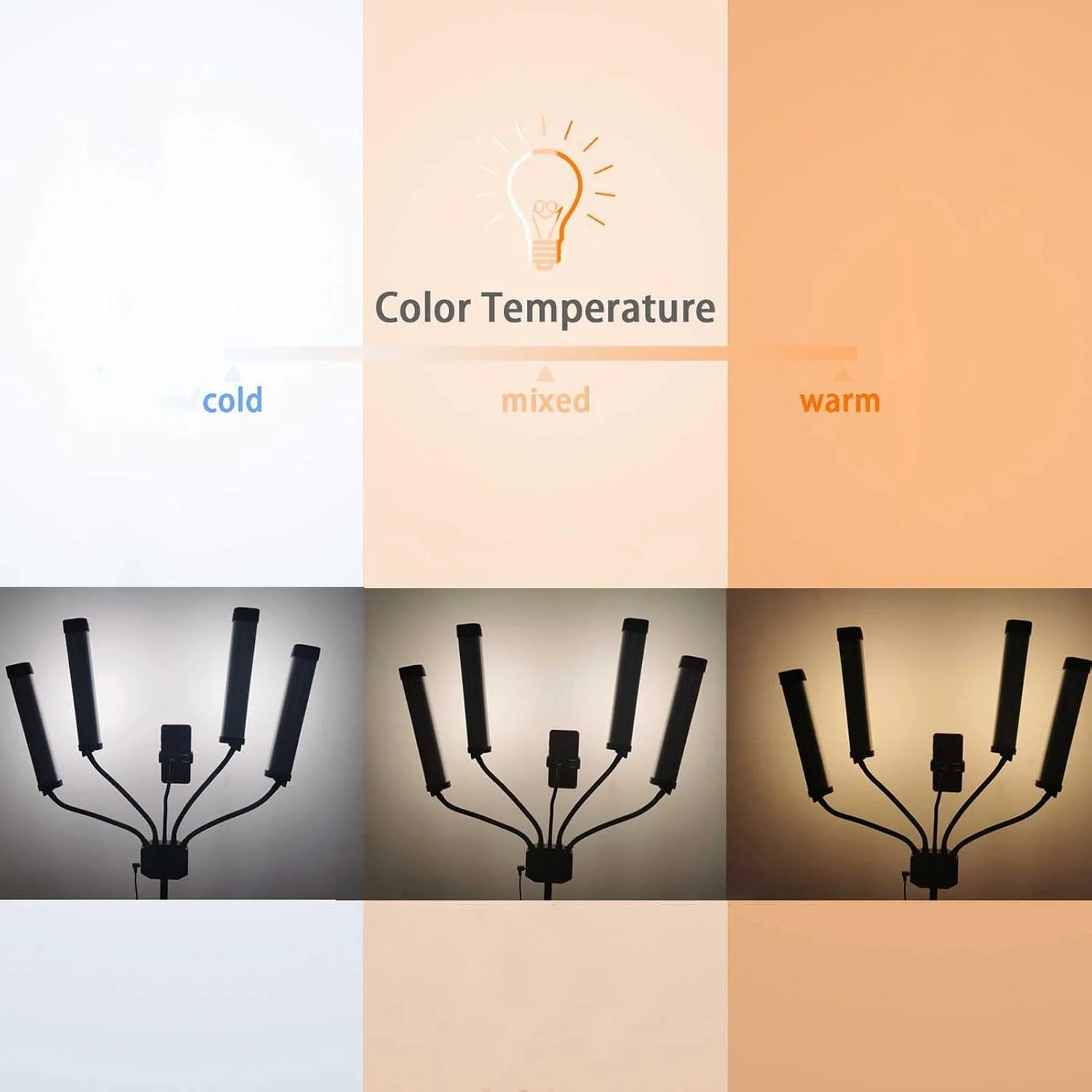 لوستر مدرن سقفی با نور ال ای دی حلقه‌ای، نور ال ای دی حلقه‌ای حرفه‌ای برای عکاسی و افزایش زیبایی، نور ال ای دی چهار بازویی برای پر کردن نور، مناسب برای پخش زنده سلفی افراد مشهور