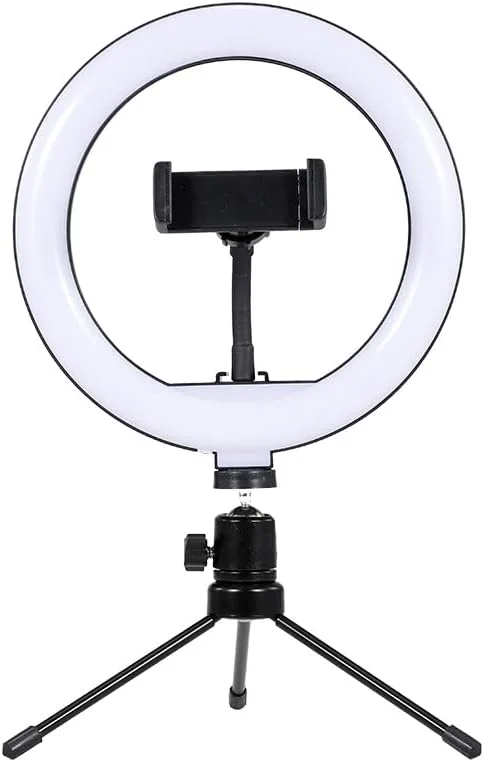 چراغ حلقه ای LED رومیزی 8 اینچی Fawoonu با پایه رومیزی و اتصال USB مناسب برای یوتیوب، تیک تاک و پخش زنده