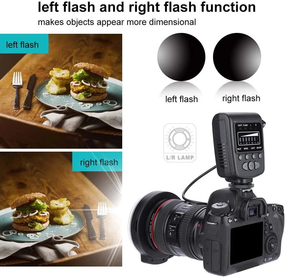 فلاش حلقه ای ماکرو LED قابل حمل FC-100 با دمای رنگ 5500K، تنظیم روشنایی، اسپیدلایت، کیت نور پرکننده دوربین فیلمبرداری با 8 حلقه آداپتور و کنترلر برای دوربین های کانن و نیکون