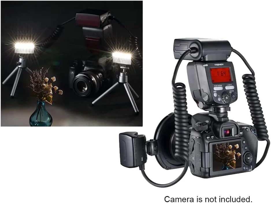 فلاش ماکرو Morelian E-TTL با دمای رنگی 5600K به همراه 2 عدد هد فلاش و 4 عدد حلقه آداپتور برای دوربین های Canon EOS 1Dx 5D3 6D 7D 70D 80D