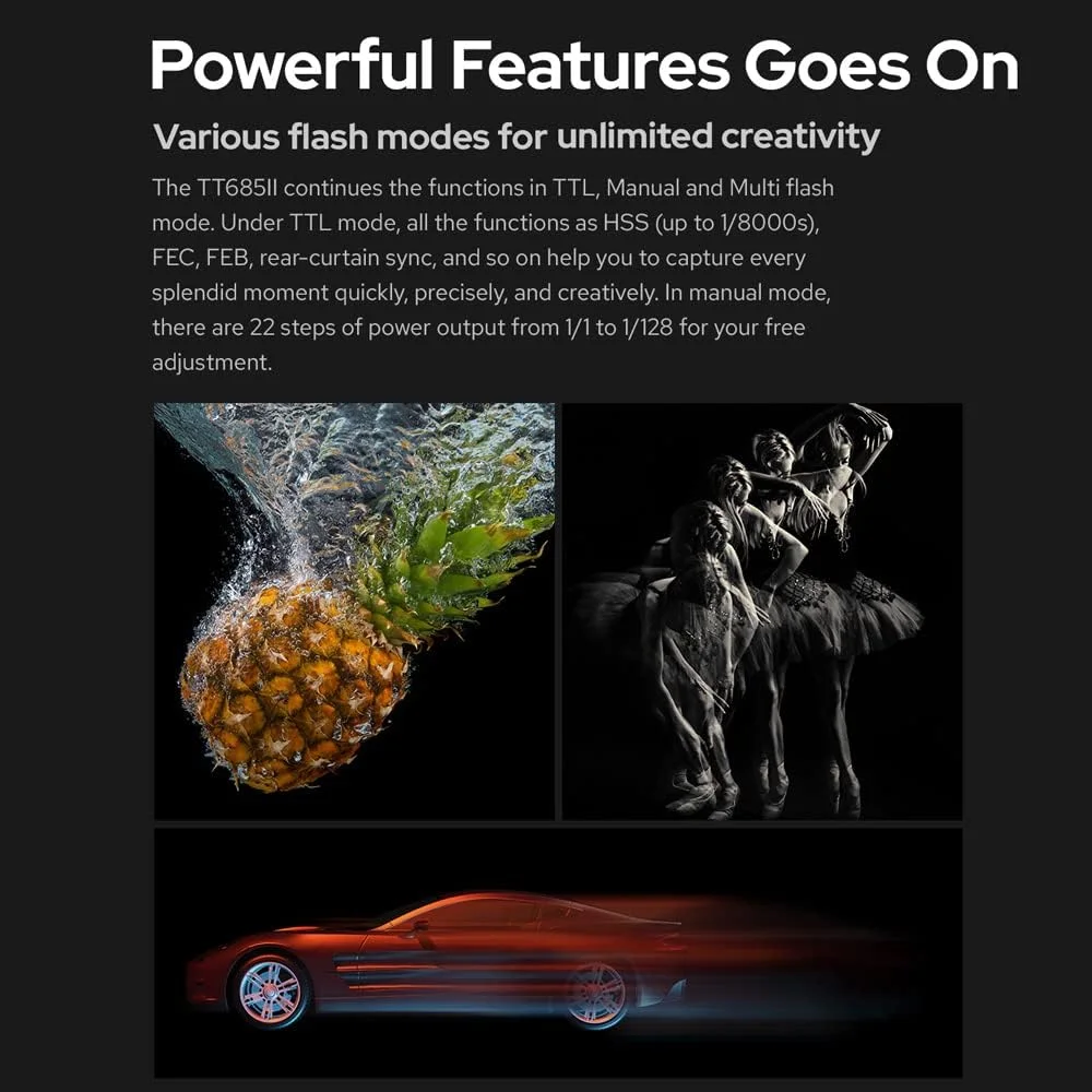 فلاش اکسترنال دوربین Morelian Thinklite TT685IIN TTL با سیستم وایرلس 2.4G X، عدد راهنمای 60 و سرعت بالا 1/8000 ثانیه، جایگزین برای نیکون D800 D700 D7100 D7000 D5200 D5100 D5000 D300 D300S D3200