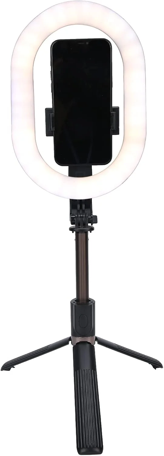 نور سلفی تاشو با پایه سه پایه و نگهدارنده تلفن همراه، حلقه نور قابل تنظیم و شارژی برای آرایش، پخش زنده و عکاسی