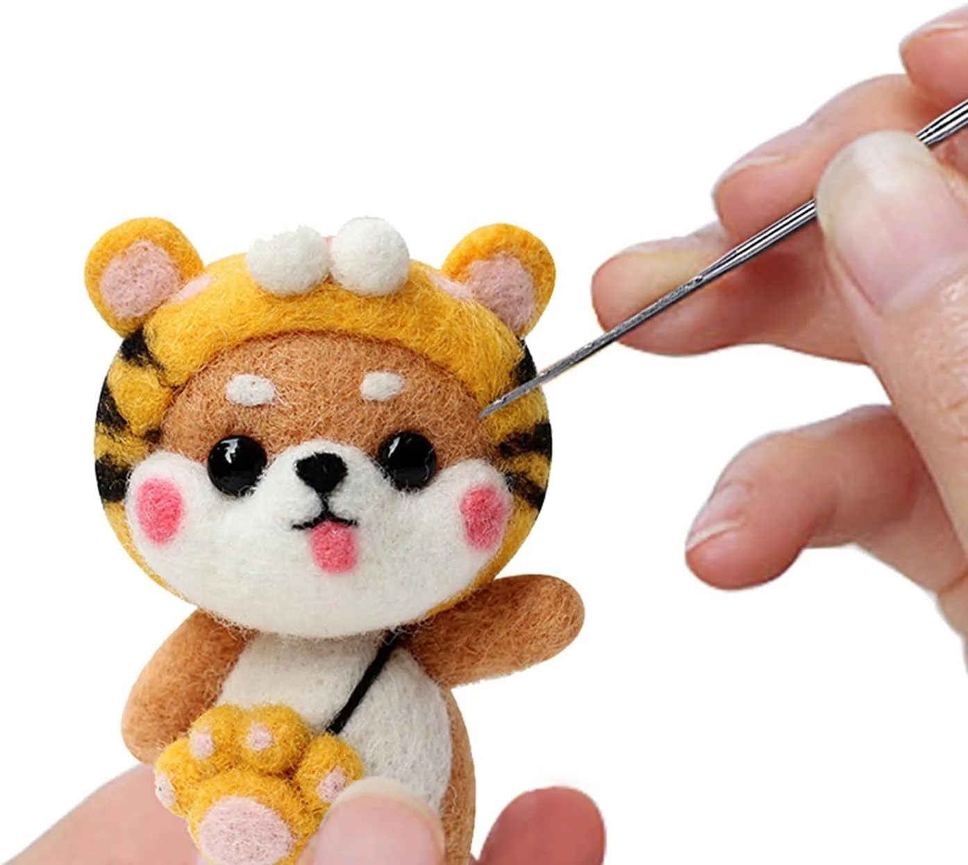 ست نمد دوزی سانین، شامل 25 رنگ پشم ریسی، ست ابتدایی نمد دوزی سوزنی، نخ فیبر، لوازم نمد دوزی سوزنی برای کاردستی های DIY، مناسب برای استفاده هنری در خانه و اداره