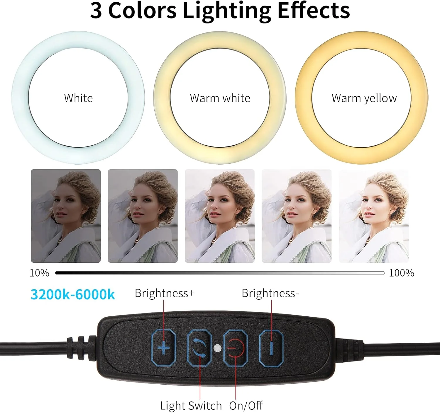 کیت نور حلقه ای 26 سانتی متری Fawoonu با 3 رنگ، لامپ دایره ای رومیزی چند رنگ با پایه و نگهدارنده تلفن، 3200K-6000K، 10 روشنایی قابل تنظیم برای پخش زنده/کنفرانس/آرایش کیت نور حلقه ای 26 سانتی متری Fawoonu با 3 رنگ، لامپ دایره ای رومیزی چند رنگ با پایه و نگهدارنده تلفن، 3200K-6000K، 10 روشنایی قابل تنظیم برای پخش زنده/کنفرانس/آرایش
