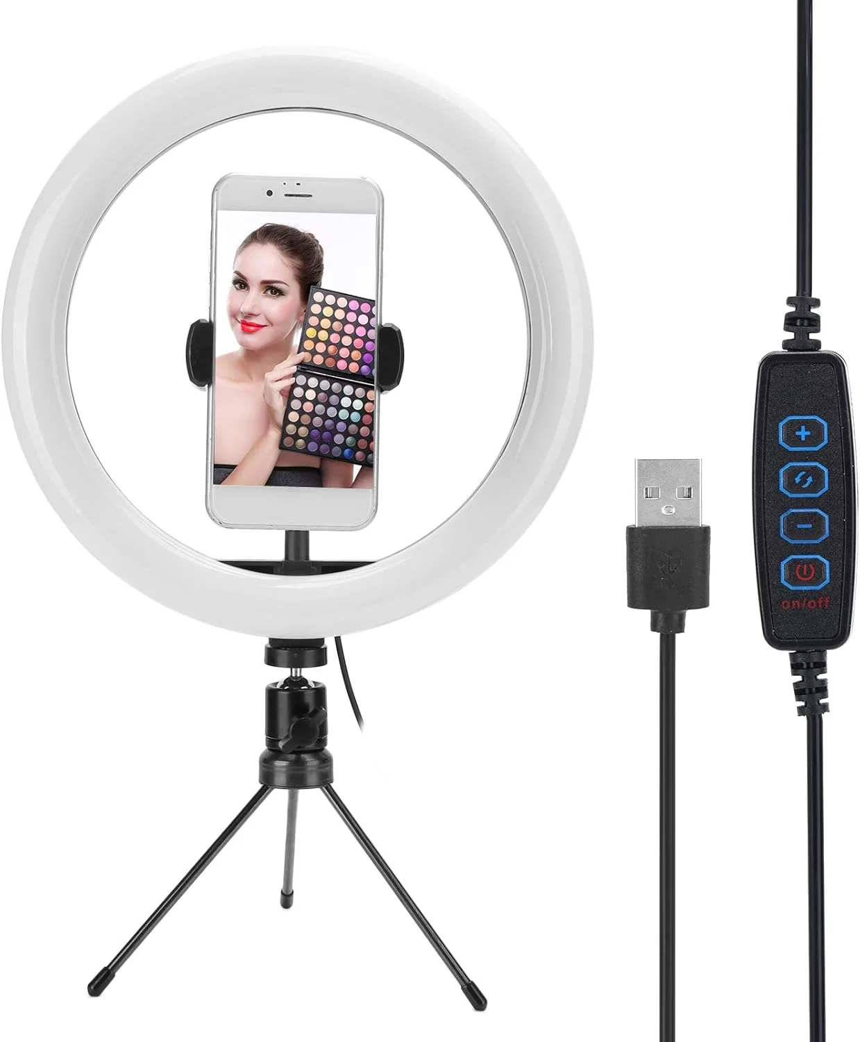 حلقه نور LED 10 اینچی با سه پایه، کیت نورپردازی LED عکس و فیلم، دمای رنگ قابل تنظیم در 3 حالت، روشنایی 10 دنده، مناسب برای پرتره تیک تاک، ویدیو یوتیوب و آرایش